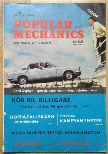 PM 1966/7 Picko Troberg Volvo Amazon, Zenit, Topcon, fallskärm, Ford Zephyr
