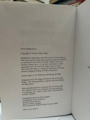 Sagan om Ringens magiska värld av David Colbert, bok, Very Fine plus