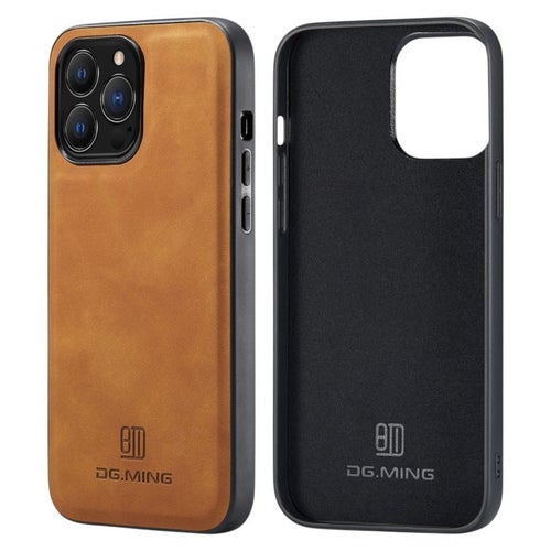 [Paket] iPhone 14 Pro Max Läder Skal, Brun + 9H Härdat Glas Skärmskydd + Ram