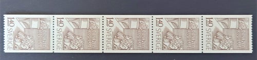 Olavus Petri 1952 140 öre F: 441 5 strip Postfriskt **