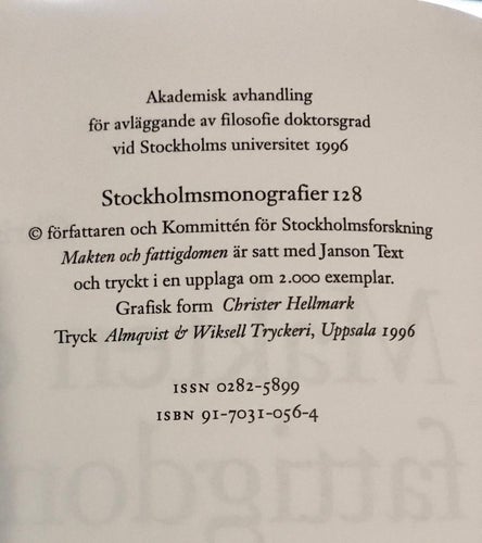 MAKTEN OCH FATTIGDOMEN Christina Unger 1996