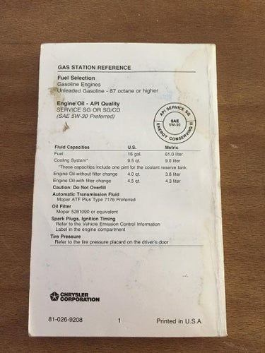 Chrysler Imperial 1992 Owner's Manual