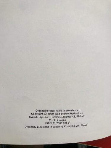 WALT DISNEY´S ALICE I UNDERLANDET Hemmets Journal 1980