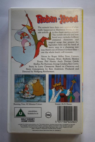 Robin Hood Walt Disney classics VHS Brittisk utgåva