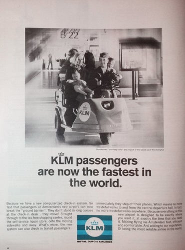 KLM ROYAL DUTCH AIRLINES, REKLAM TIDNINGSANNONS 1968