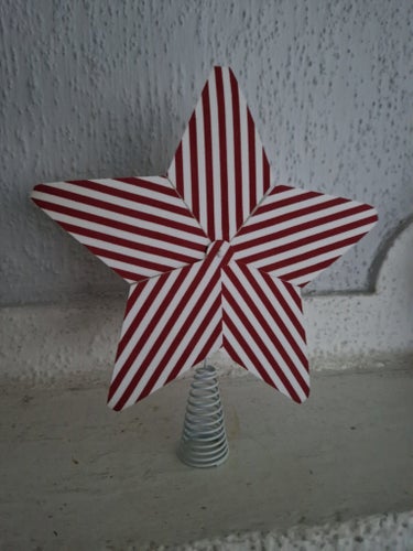 Julstjärna / toppstjärna / randig / röd / vit