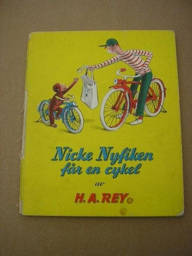 Nicke Nyfiken får en cykel av H.A. Rey från 1944