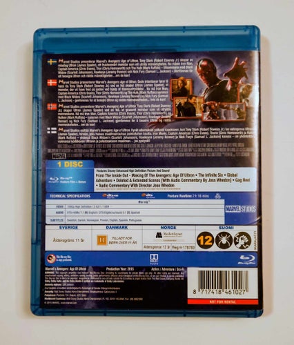 AVENGERS - Age of Ultron - Spegelblank Bluray - billig frakt