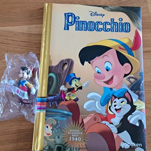 Pinocchio bok inkl liten figur, Ny!