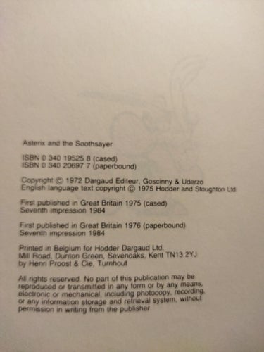 Asterix 14 Asterix and the Soothsayer. Very Fine plus