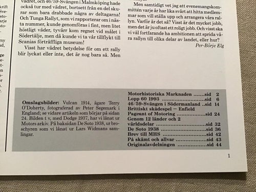 MOTORHISTORISKT MAGASIN NR 5 1993 DE SOTO 1938,SCANIA GENOM 12 LÄNDER