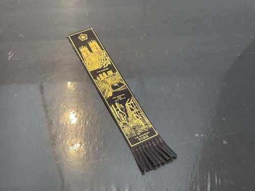 Bokmärke i svart Läder York England - vintage