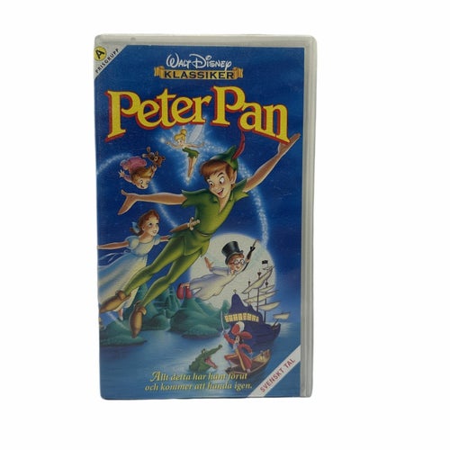 Disney Peter Pan VHS Klassiker Svenskt Tal Barnfilm Tecknad 1953 Film Retro