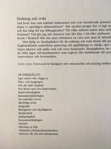 HUSDAGBOKEN Eget arbete - Hantverkare - Goda råd Av Svein Arne Strömsodd