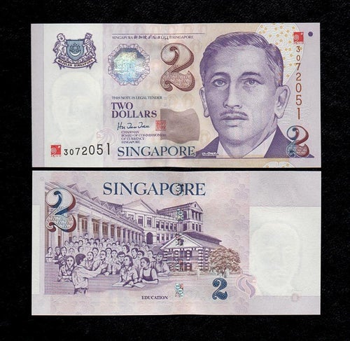 Singapore 2 dollars (2000) ovikt/UNC P-45 Jubileums sedel