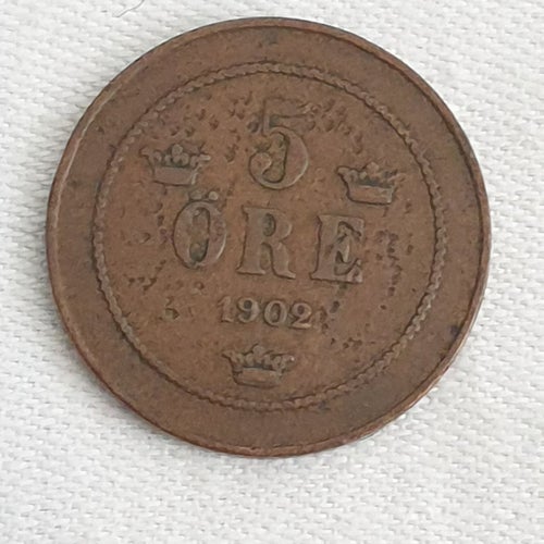 5 Öre från 1902 Oskar ll 1872-1907