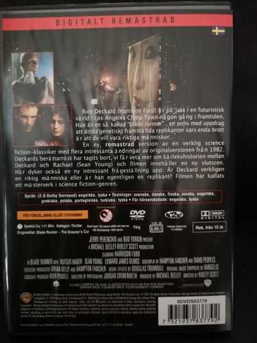 Blade runner (1982) Ridley Scott med Harrison Ford, Rutger Hauer