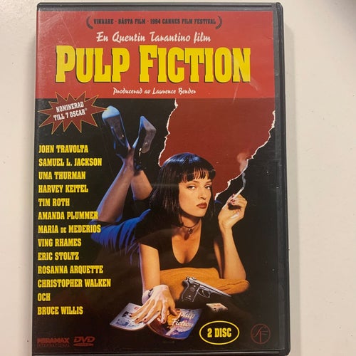 PULP FICTION. TARANTINO. NOMINERAD TILL 7 OSCAR. DVD ACTION -94.