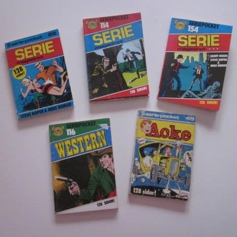 5 stycken Seriepockets nr 45, 62, 114, 116 och 154 Acke