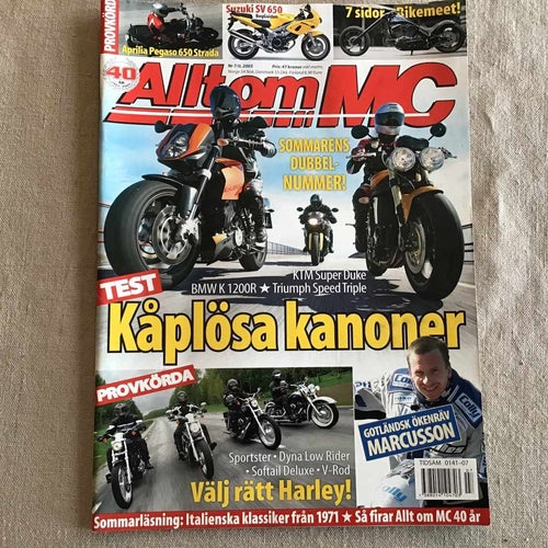 ALLT OM MC NR 7/8 2005 BMW K 1200,KTM SUPER DUKE,MARCUSSON GOTLAND,APRILIA