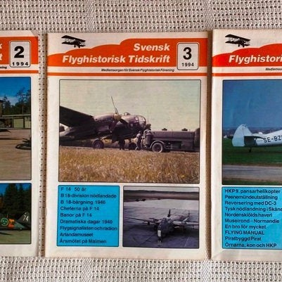 3 st Svensk Flyghistorisk Tidskrift Nummer 2, 3 och 4 /1994