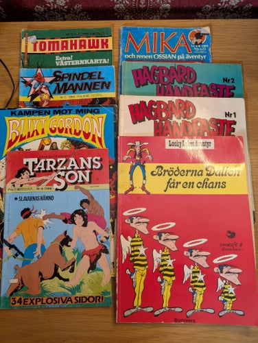 Serietidningssamling: Tomahawk, Mika, Spindelmannen, Blixt Gordon, mm.