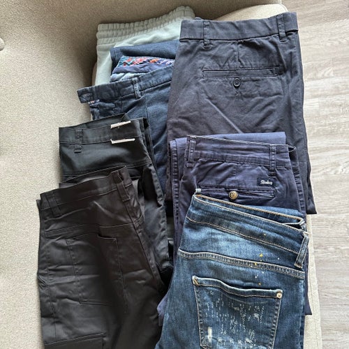 Parti med 7 par byxor och shorts (Dsquared2, m.fl.)