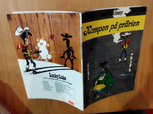 Lucky Lukes äventyr 14 kampen på prärien. tryckt 1975. Very Good plus