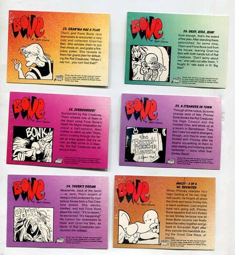 Bone art by Jeff Smith Cartoon 6 stycken samlarkort frå 1994