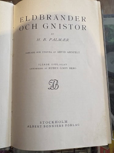 Eldbränder och gnistor, 1924, H. B. Palmer