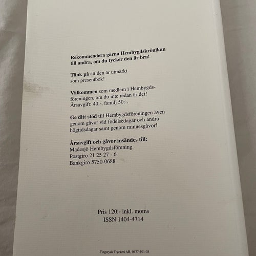 Hembygdskrönika, Utgiven av Hembygdsföreningen 2003