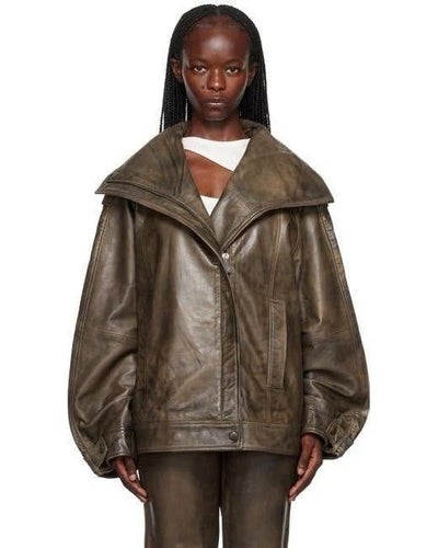 Remain Birger oversize läderjacka, storlek 36