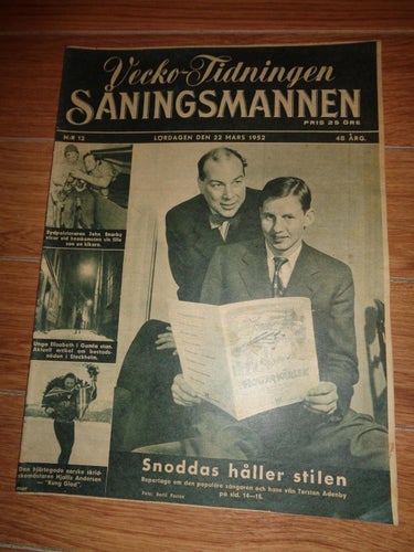 Såningsmannen nr12 1952 Snoddas, skridsko Hjallis Andersen Norge