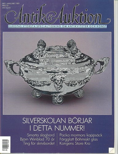 Antik & Auktion 1/1989 - Silverskolan Barocken, böhmiskt glas, slagbord m m
