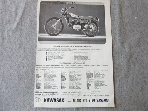 Kawasaki 350 F5 Bighorn 1970 reklam annons