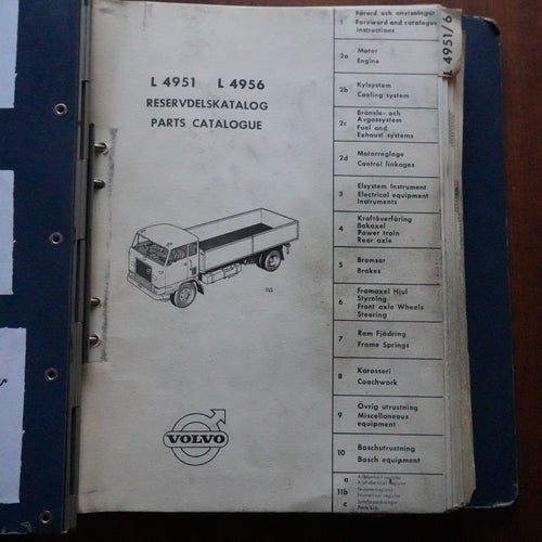 Volvo L4951 L4956 L 4951 4956 verkstads-pärm reservdelar veteranbil
