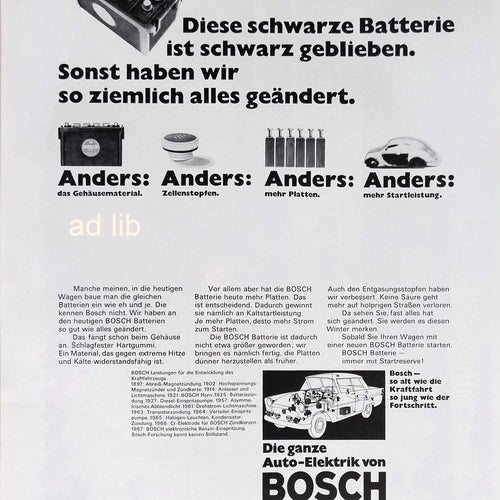 BOSCH AUTO-ELEKTRIK, STOR REKLAMANNONS 1967