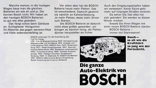BOSCH AUTO-ELEKTRIK, STOR REKLAMANNONS 1967