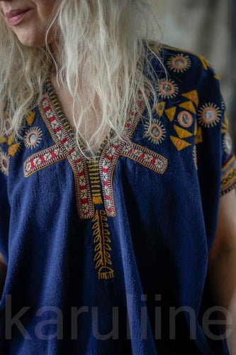 ULLA JOHNSON blue silk top with mirrors, size 4 (S-M)