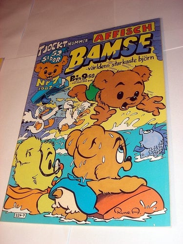 BAMSE 1987 7 (svensk) NY OLÄST EXTRATJOCKT m AFFISCH