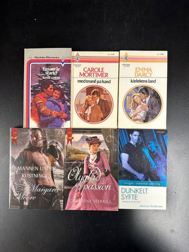 6 st. blandade Harlequin - Historisk, Intrigue, Silverserien - Bokpaket