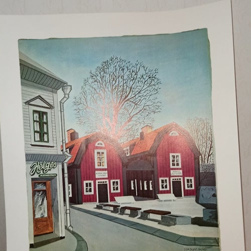 BÖRJE CLAESSON,NORRTÄLJE ,LITOGRAFISKT TRYCK, MKT FINT SKICK MÅTT 61,5 X 49 CM.