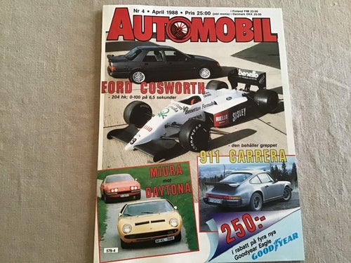AUTOMOBIL NR 4 1988 FORD COSWORTH,PORSCHE 911 CARRERA,MIURA,DAYTONA.