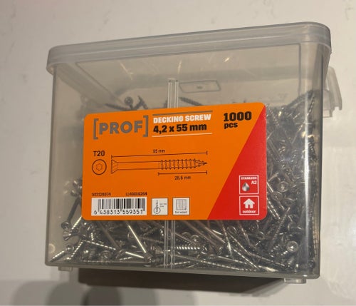 FRI FRAKT - Trallskruv PROF 4,2 x 55 mm Rostfri A2 T20 (1000 st)