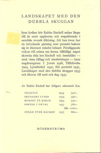 Landskapet med den dubbla skuggan. Ungdomsprosa 1928-1937.