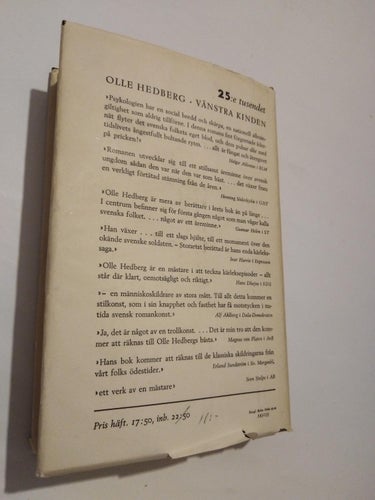 Vänstra kinden - Olle Hedberg, bok inbunden Fine