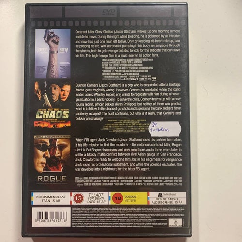 JASON STATHAM. CRANK / CHAOS / ROGUE ASSASSIN. 3-DVD BOX ACTION