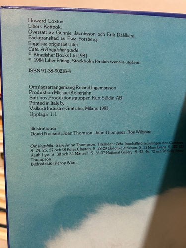 Libers kattbok av Gunnie Jacobsson, Erik Dahlberg, bok, Very Fine plus