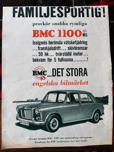 BMC 1100 1964 Reklam annons