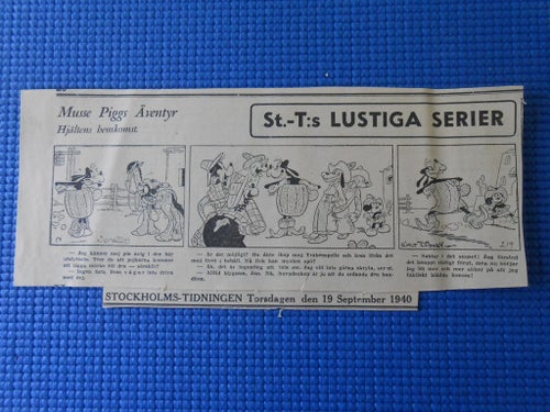 Urklippt Serie Musse Pigg 1940 Stockholmstidningen